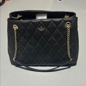Kate Spade New York Black Diamond Quilted Pattern Leather Purse Bag